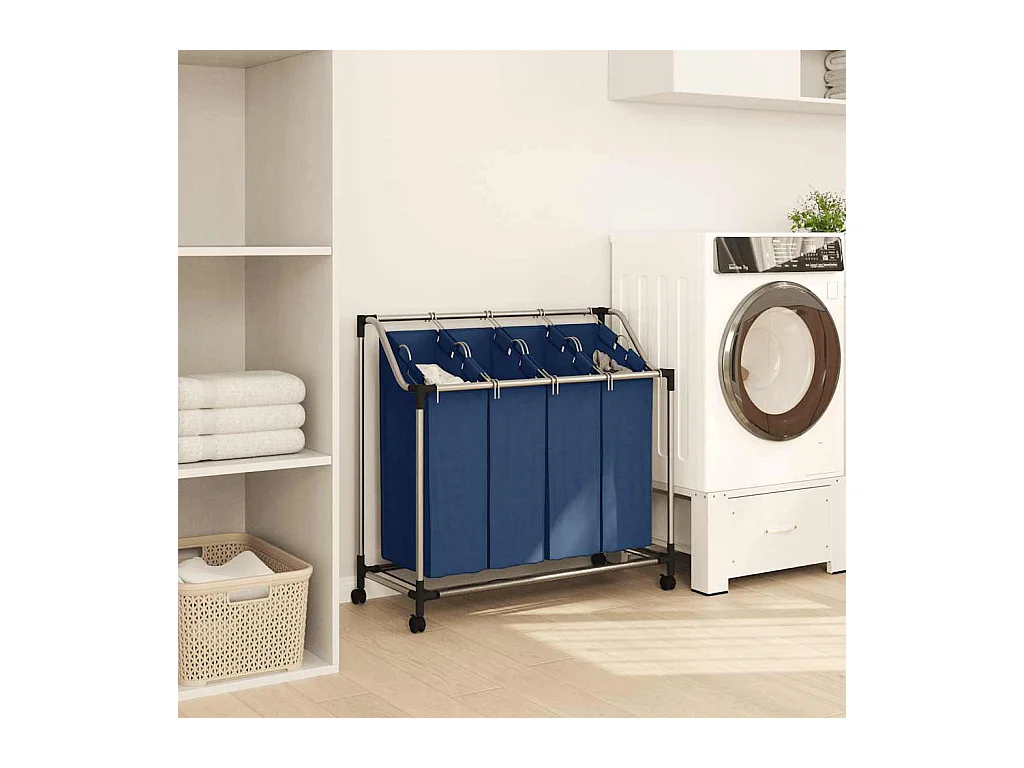 Trieuse à linge avec 4 sacs Bleu Acier