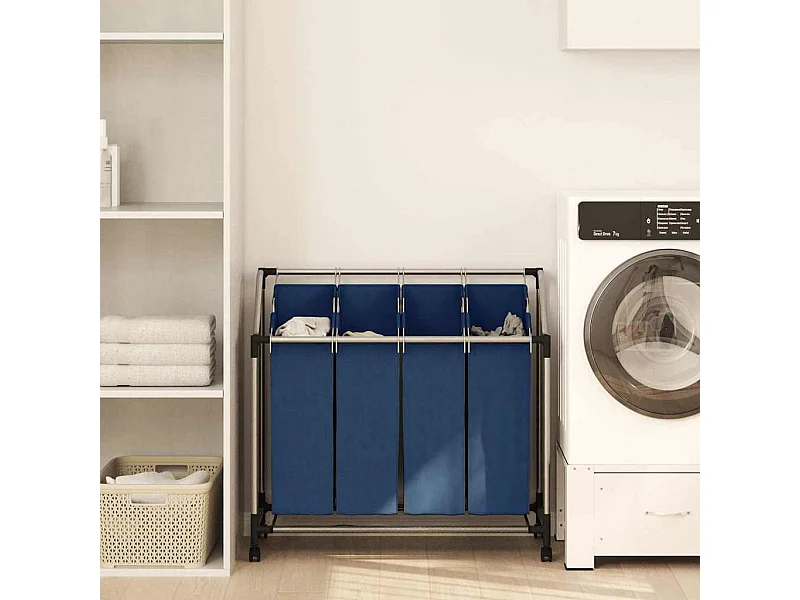 Trieuse à linge avec 4 sacs Bleu Acier
