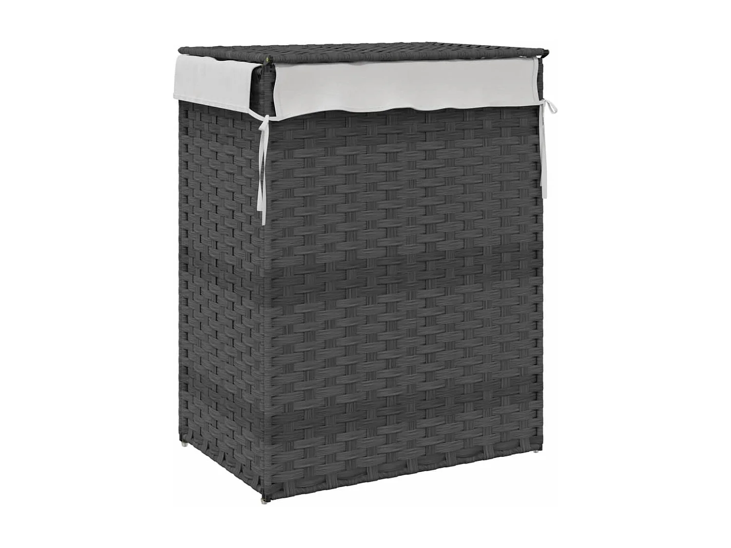 Panier à linge avec couvercle gris 46x33x60 cm résine tressée