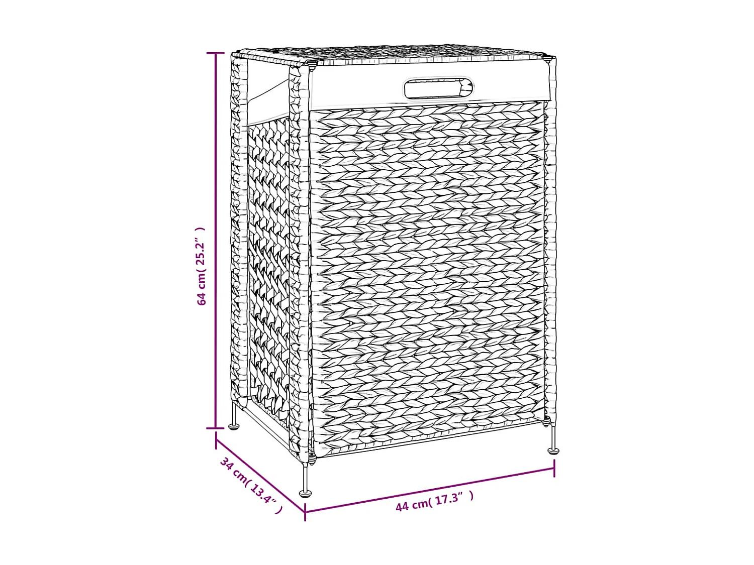Panier à linge 44x34x64 cm hyacinthe d'eau