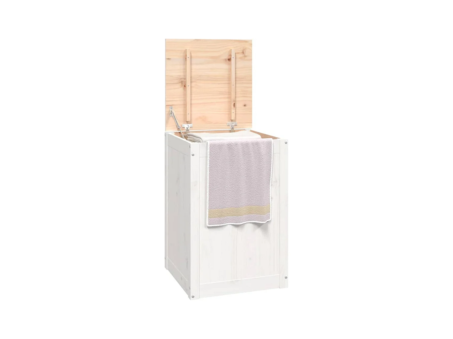 Boîte à linge Blanc 44x44x66 cm Bois massif de pin