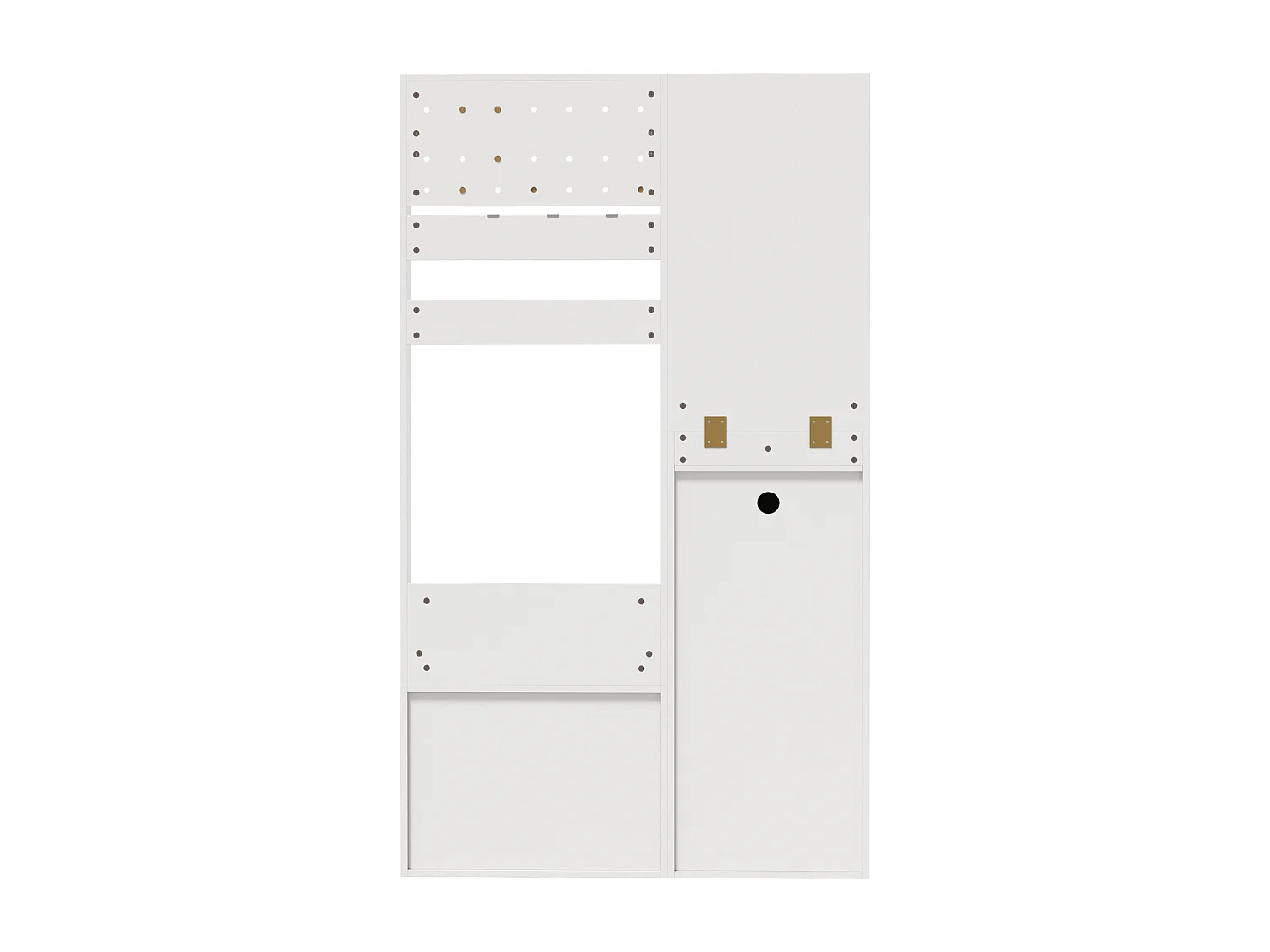 Kleiderschrank mit Spiegel - 105 x 38 x 180 cm - mit Haken + 2 Schubladen + 1 Tür - Spanplatte - weiß