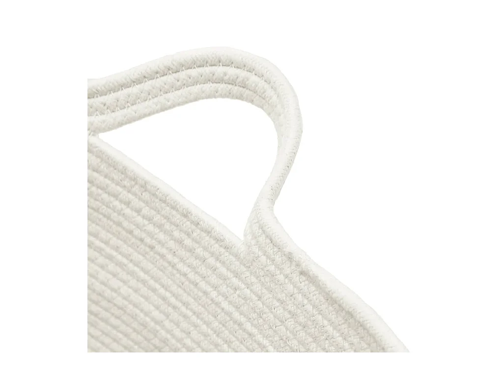 Panier à linge beige et blanc Ø60x36 cm coton