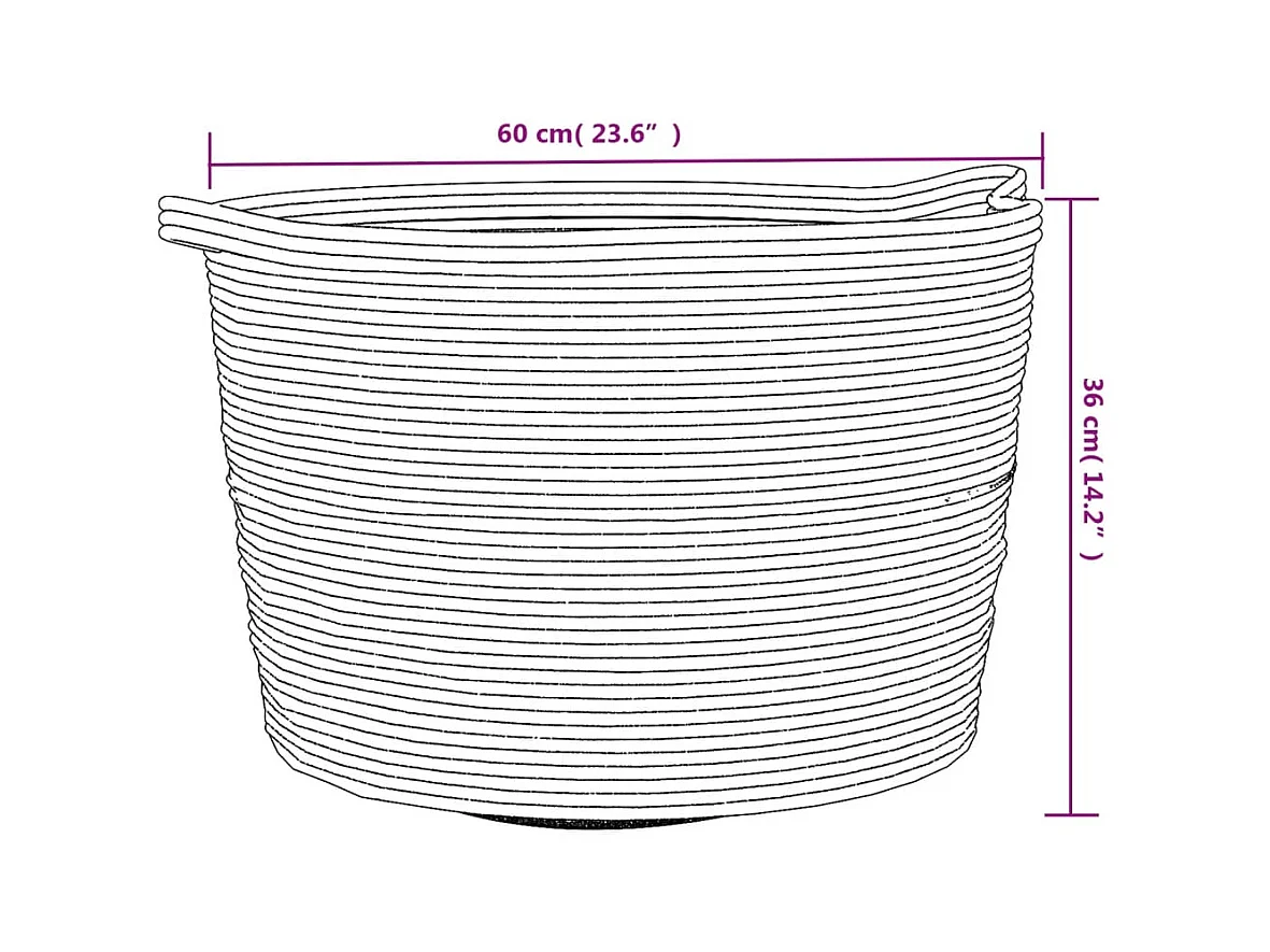 Panier à linge beige et blanc Ø60x36 cm coton