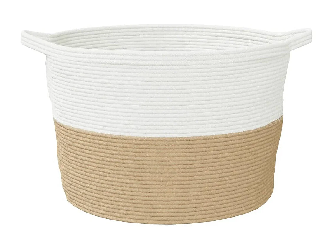 Cesto portabiancheria beige e bianco Ø60x36 cm cotone