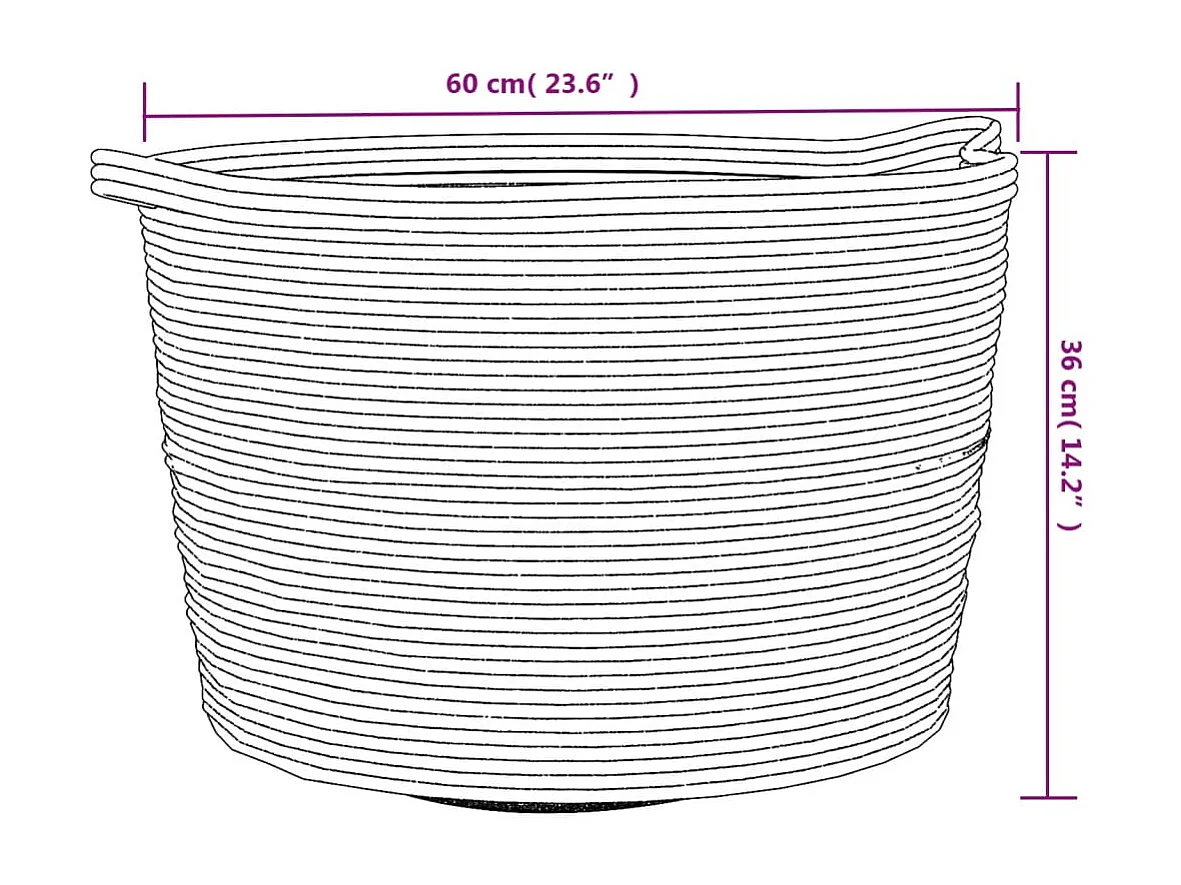 Cesto portabiancheria beige e bianco Ø60x36 cm cotone