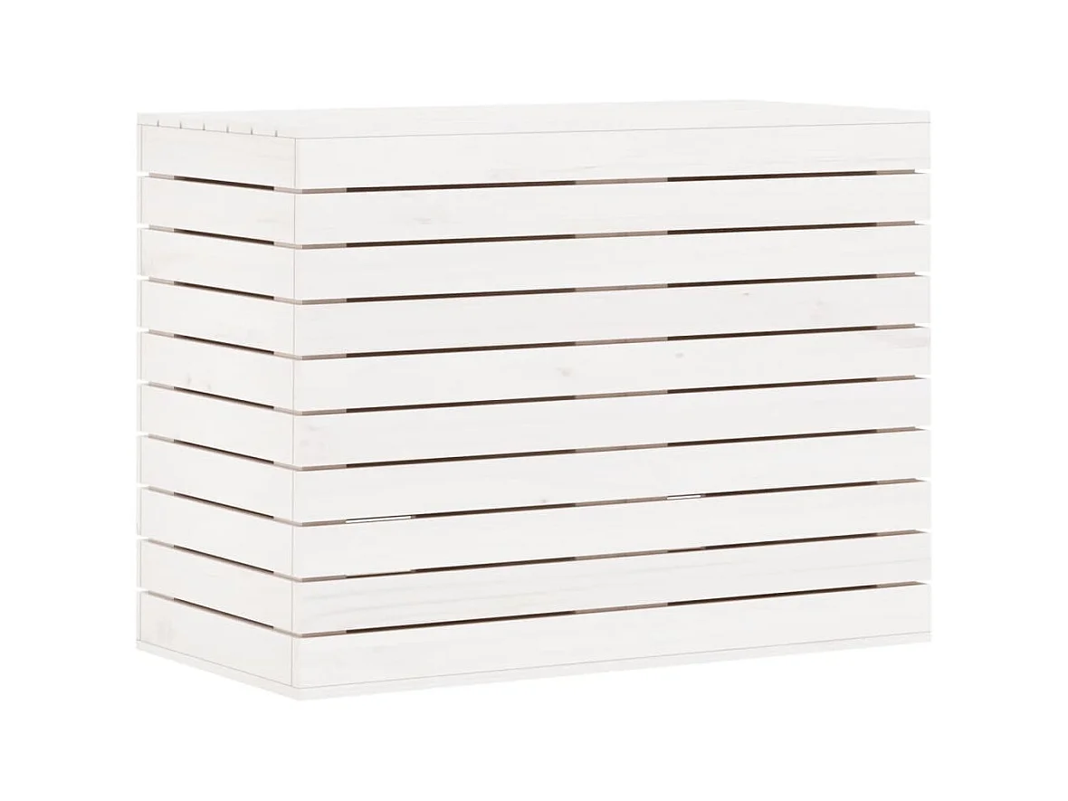 Panier à linge blanc 88,5x44x66 cm bois massif de pin