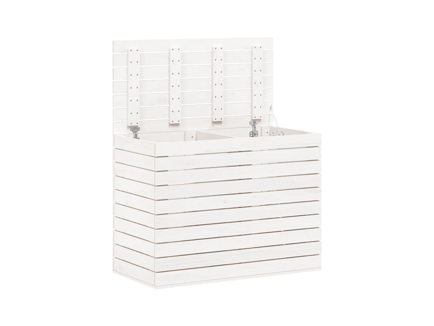 Panier à linge blanc 88,5x44x66 cm bois massif de pin