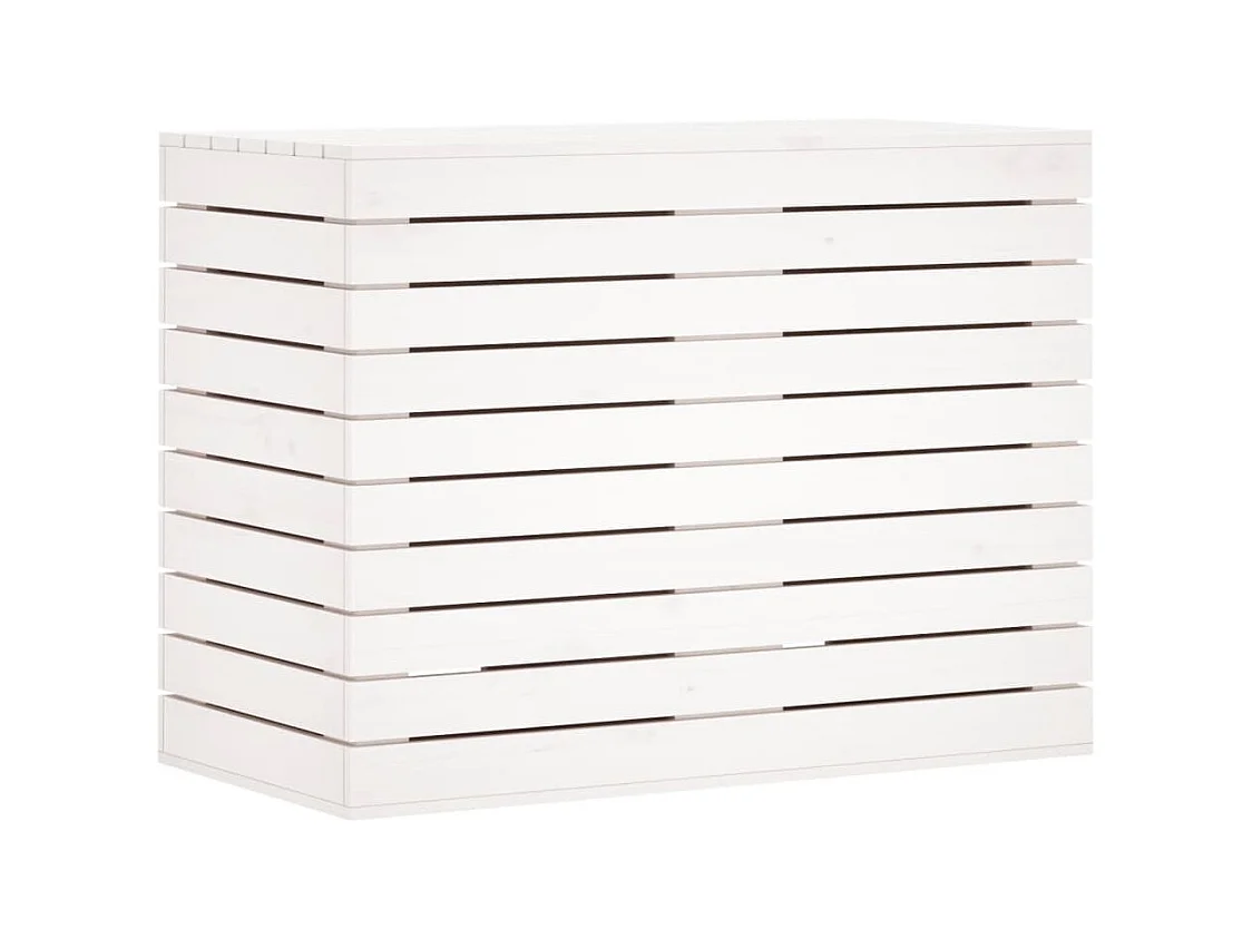 Panier à linge blanc 88,5x44x66 cm bois massif de pin