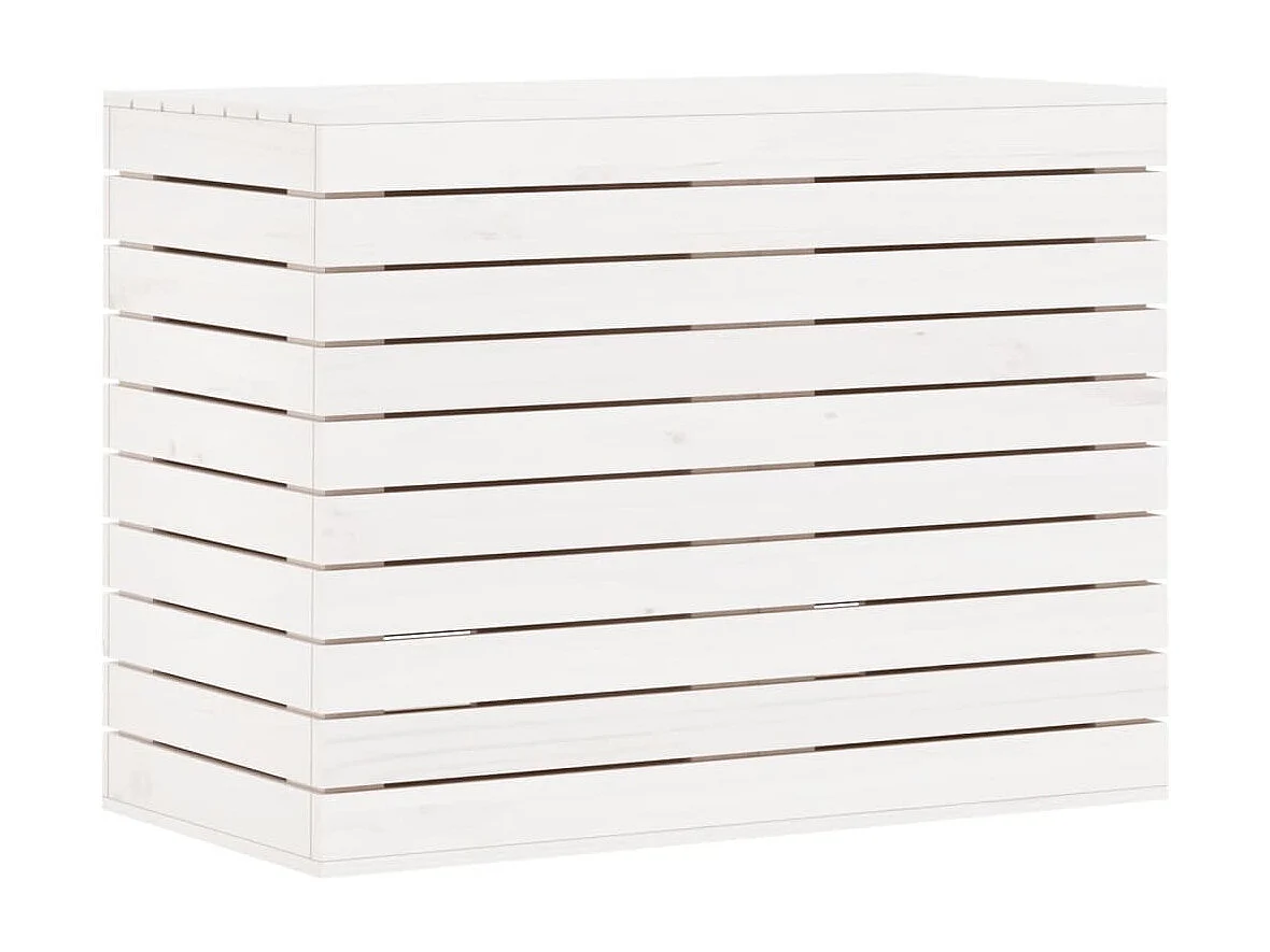 Panier à linge blanc 88,5x44x66 cm bois massif de pin