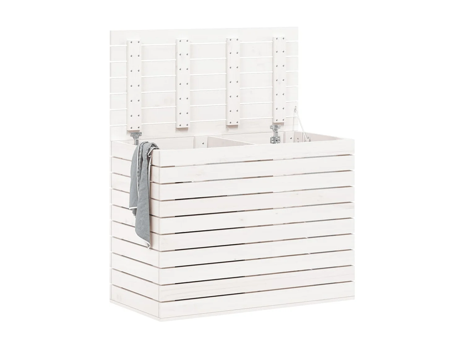 Panier à linge blanc 88,5x44x66 cm bois massif de pin