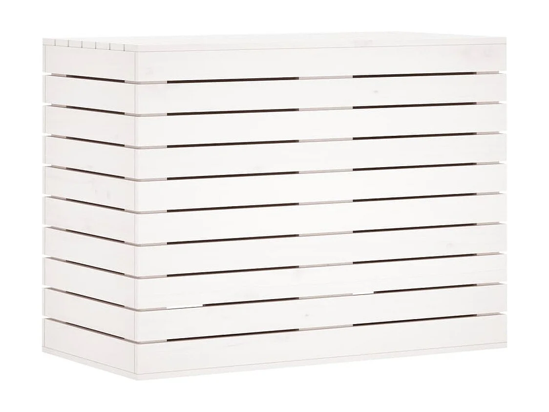 Panier à linge blanc 88,5x44x66 cm bois massif de pin