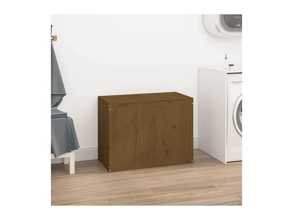 Boîte à linge Marron miel 88,5x44x66 cm Bois massif de pin