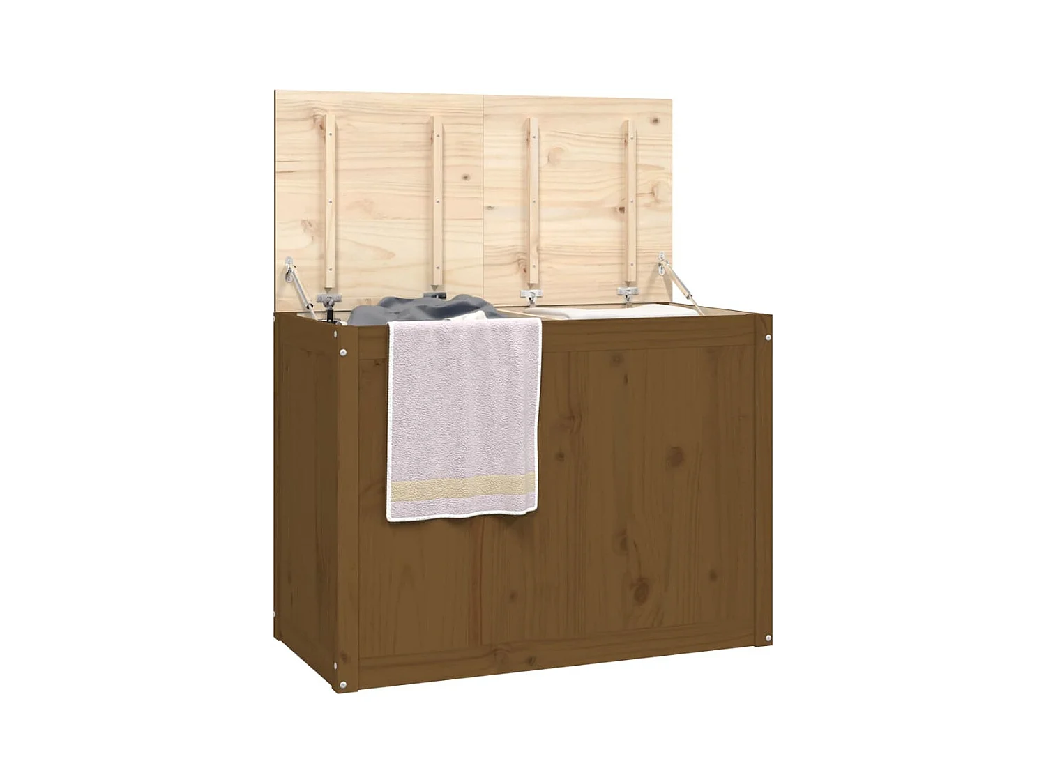 Boîte à linge Marron miel 88,5x44x66 cm Bois massif de pin