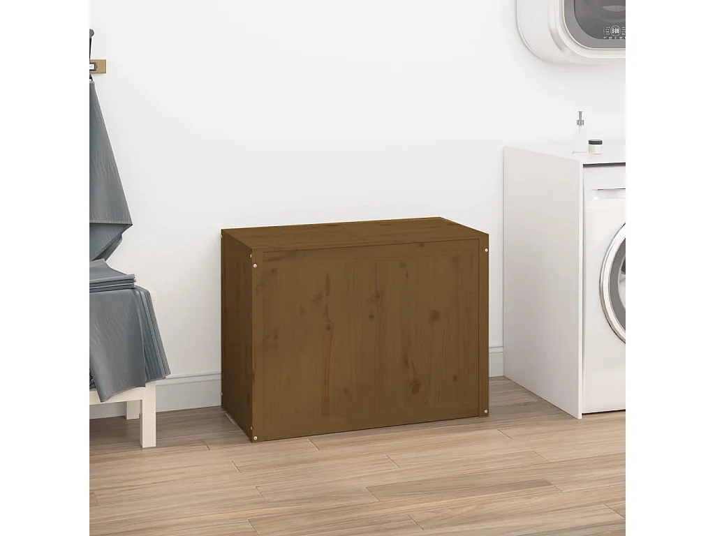 Boîte à linge Marron miel 88,5x44x66 cm Bois massif de pin