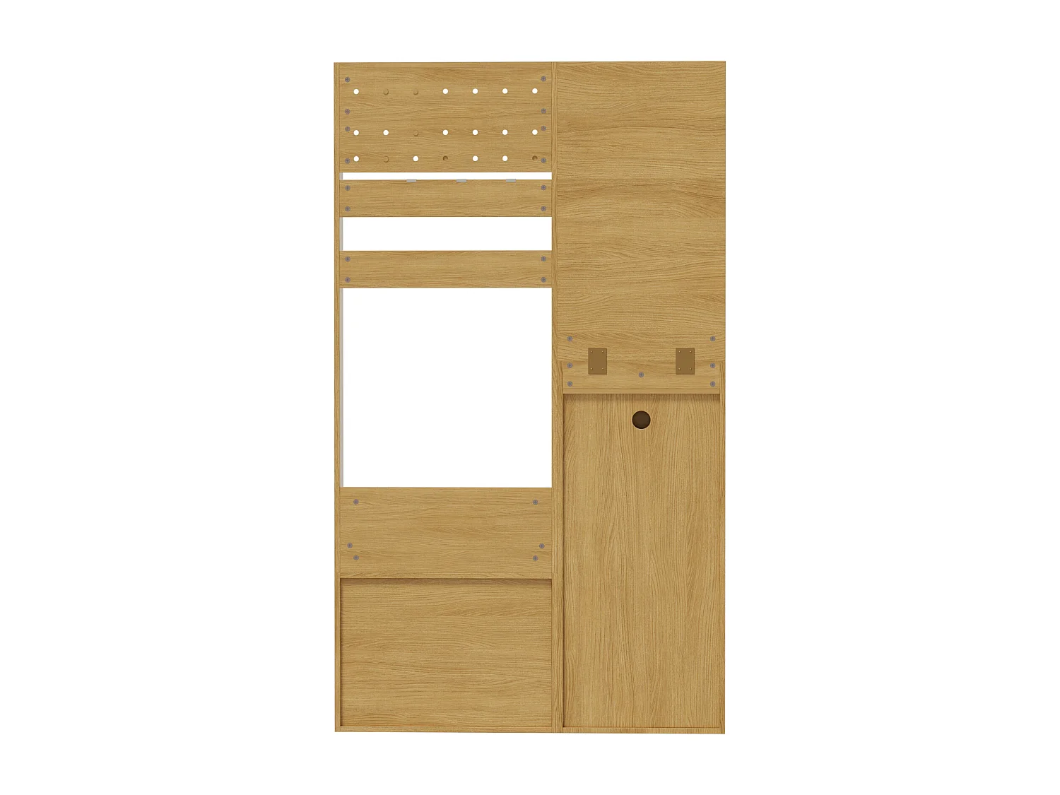 Kleiderschrank mit Spiegel - 105 x 38 x 180 cm - mit Haken + 2 Schubladen + 1 Tür - Spanplatte - Natur