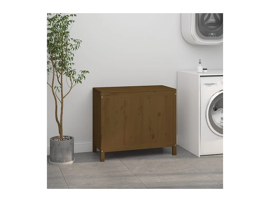Boîte à linge Marron miel 88,5x44x76 cm Bois massif de pin
