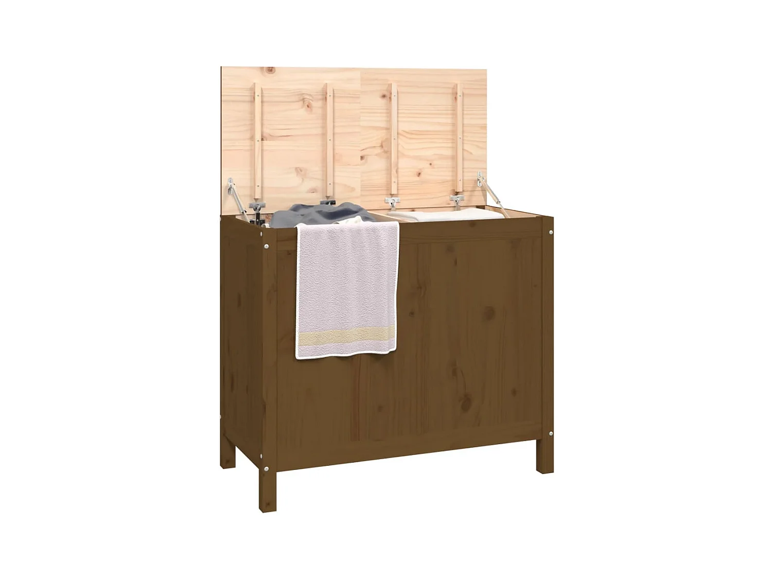 Boîte à linge Marron miel 88,5x44x76 cm Bois massif de pin