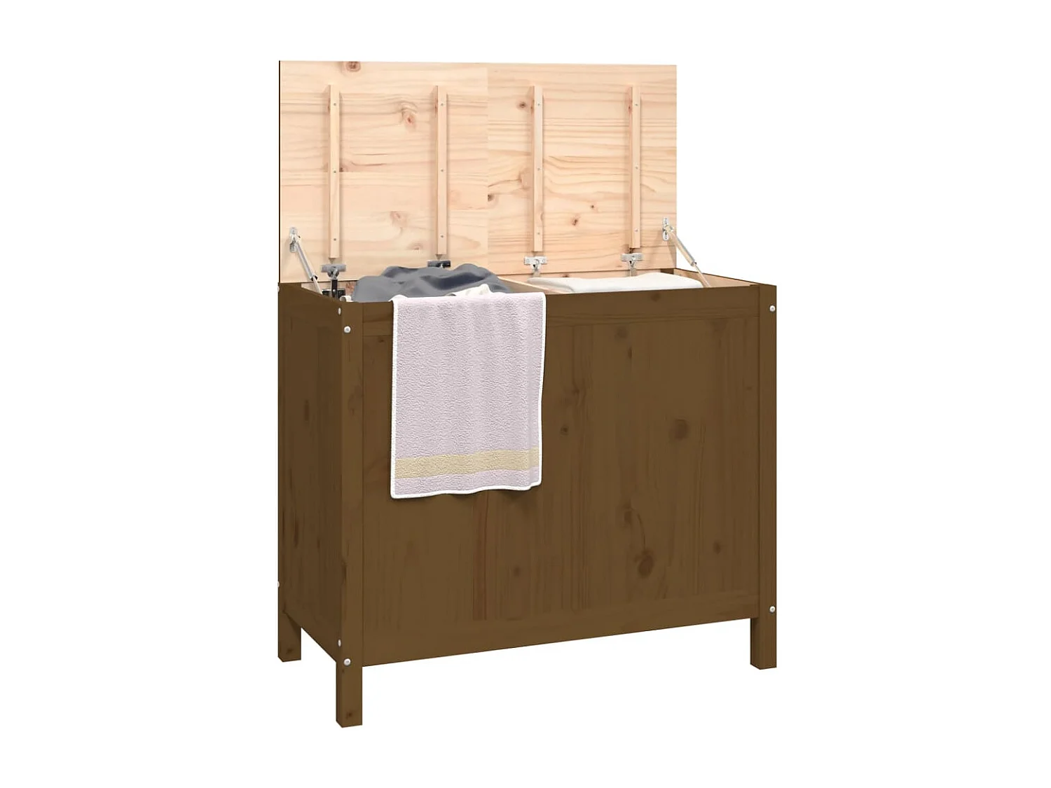Boîte à linge Marron miel 88,5x44x76 cm Bois massif de pin