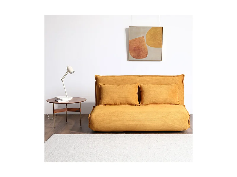 Chauffeuse 2 places 3-en-1 en velours côtelé jaune – GRACIE