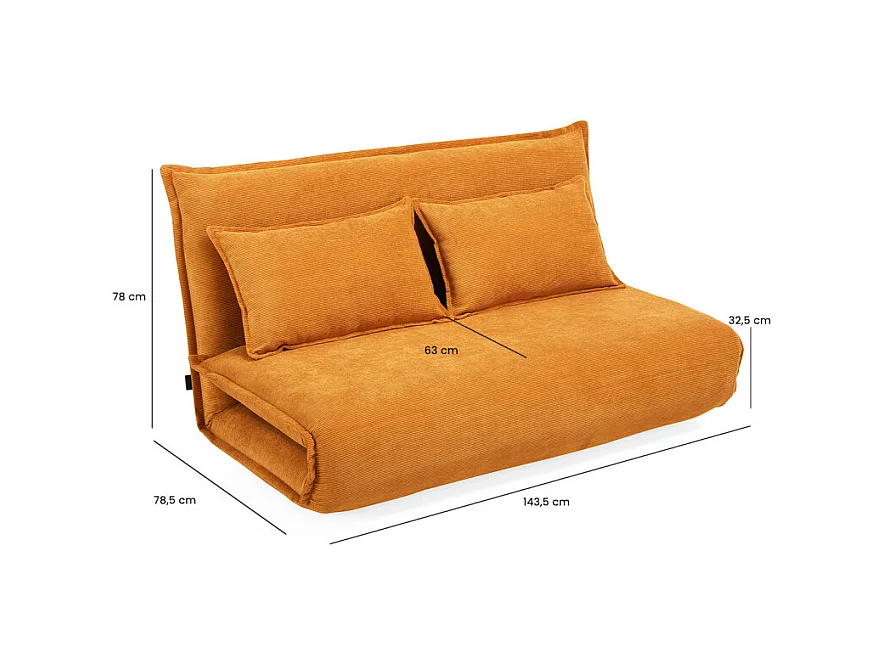 Chauffeuse 2 places 3-en-1 en velours côtelé jaune – GRACIE