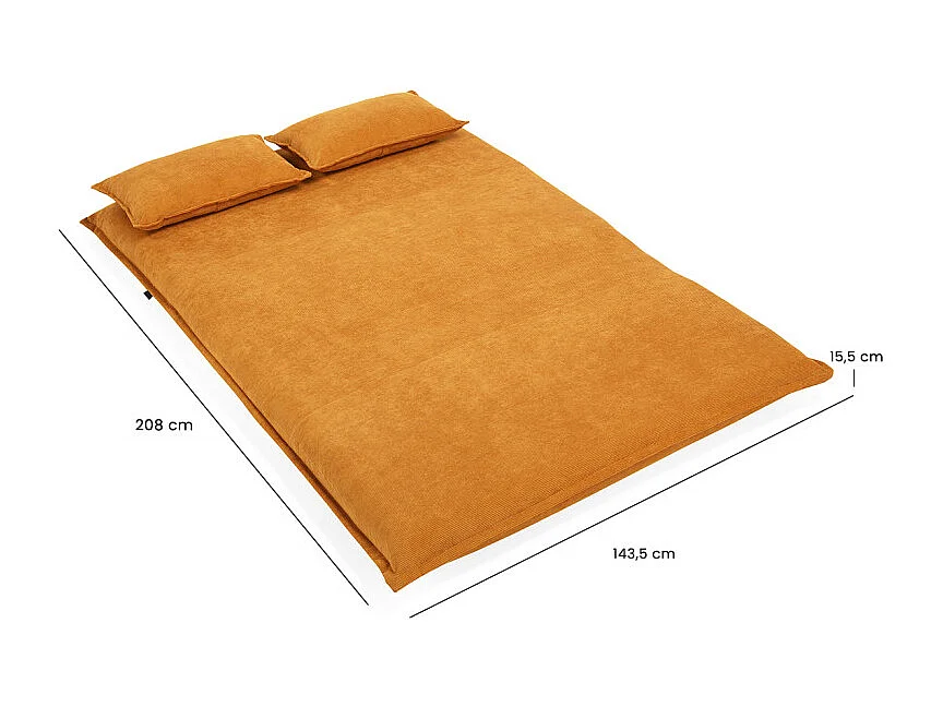 Chauffeuse 2 places 3-en-1 en velours côtelé jaune – GRACIE