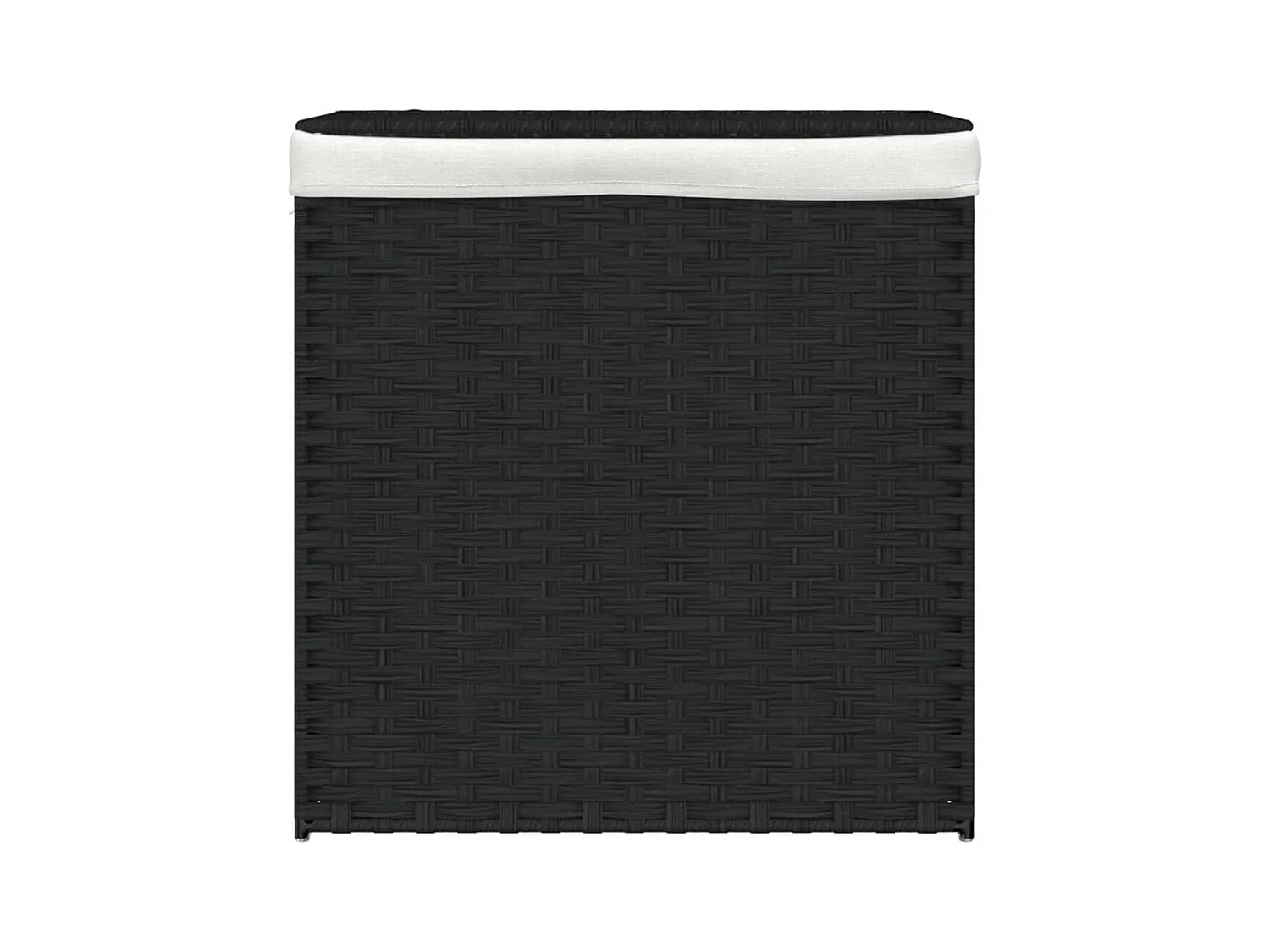 Cesto portabiancheria a 2 scomparti nero 53x35x57 cm in resina intrecciata