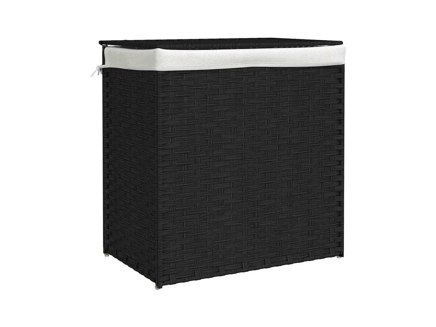 Panier à linge avec 2 sections noir 53x35x57 cm résine tressée