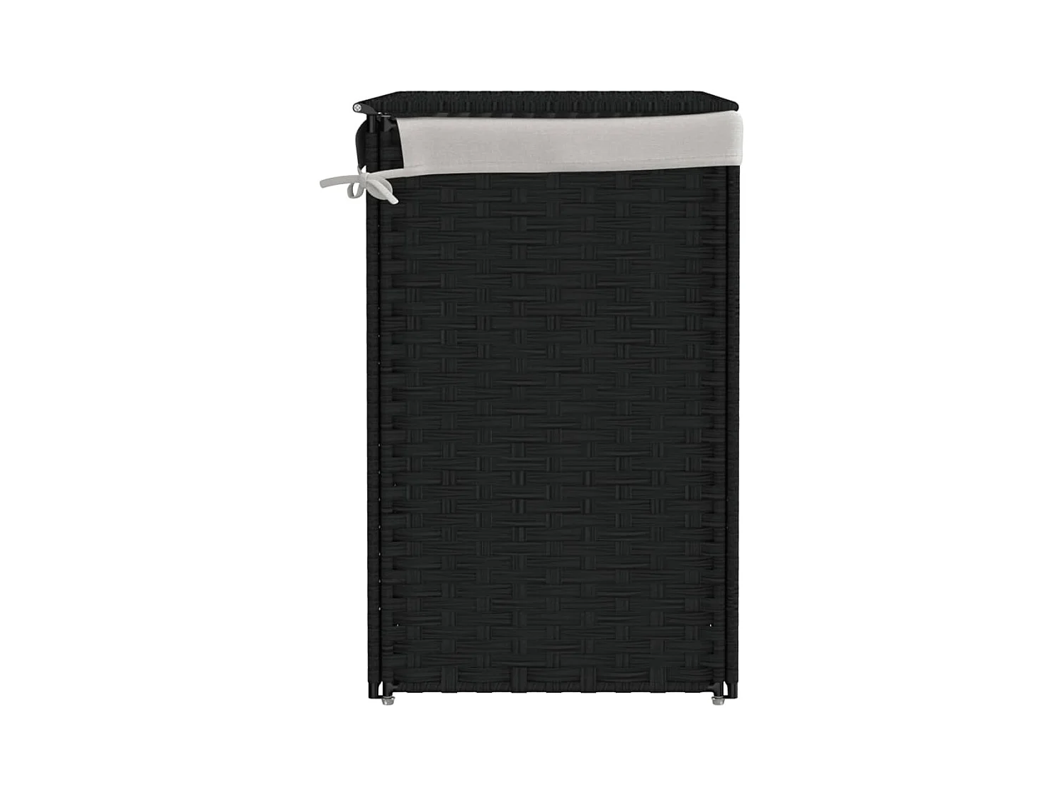 Panier à linge avec 2 sections noir 53x35x57 cm résine tressée