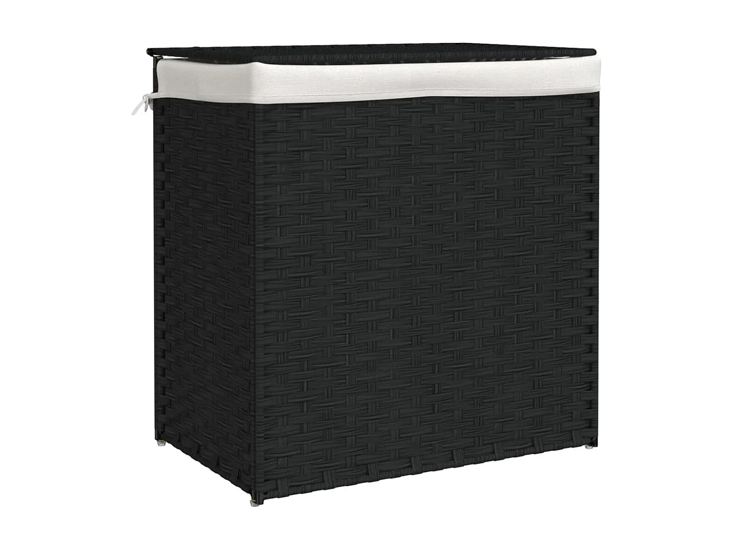 Wasmand met 2 vakken zwart 53x35x57 cm gevlochten hars