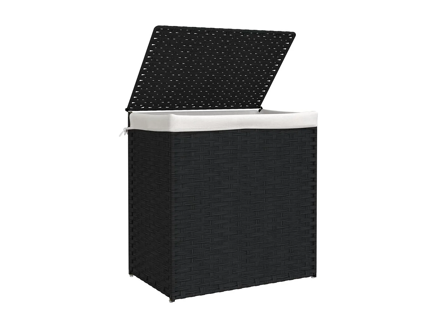 Wasmand met 2 vakken zwart 53x35x57 cm gevlochten hars