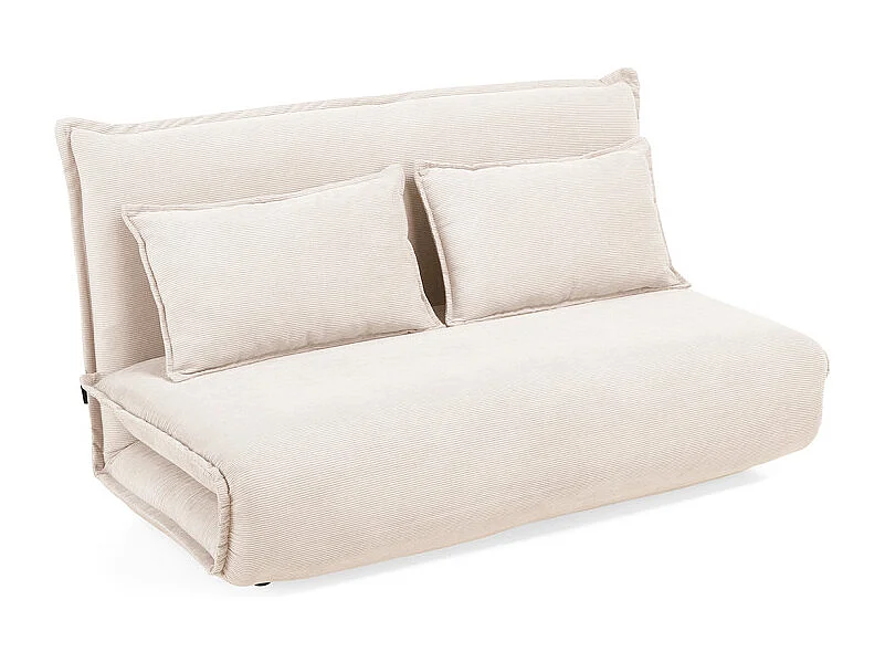 Canapé convertible 2 places en velours côtelé beige GRACIE