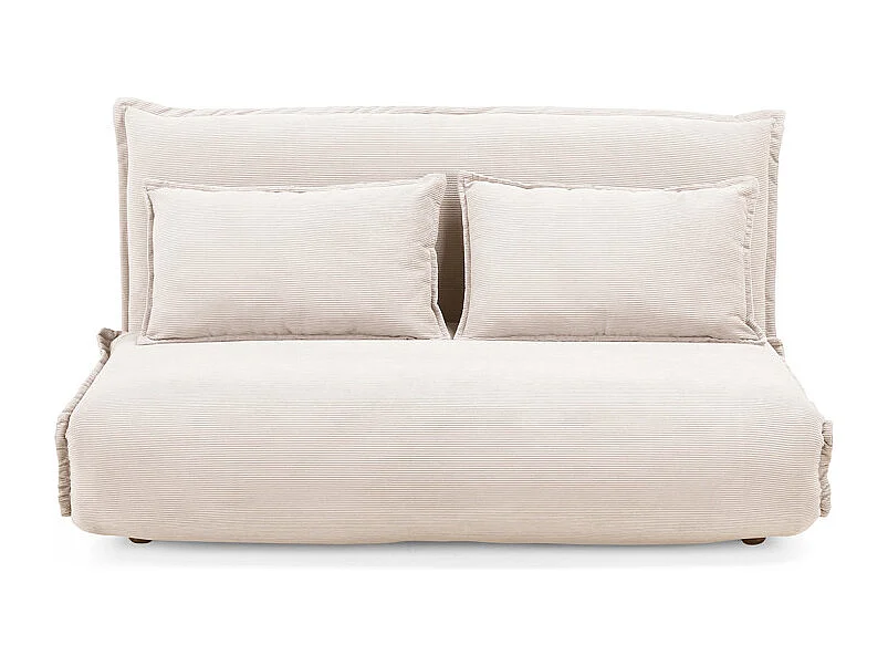 Canapé convertible 2 places en velours côtelé beige GRACIE