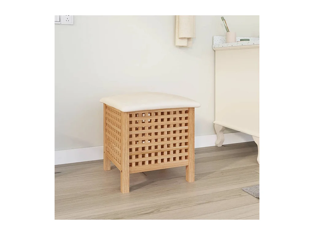 Tabouret de salle de bain 48x47,5x52 cm Bois massif de noyer