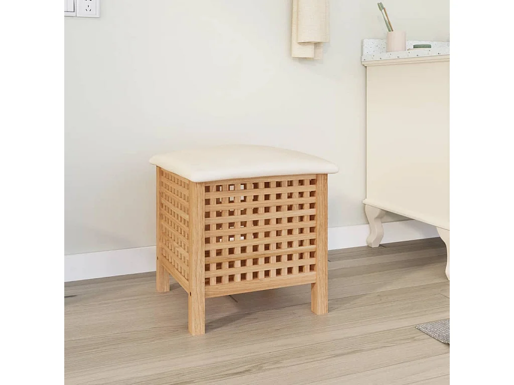 Tabouret de salle de bain 48x47,5x52 cm Bois massif de noyer