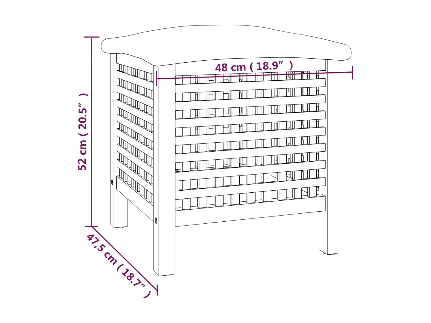 Tabouret de salle de bain 48x47,5x52 cm Bois massif de noyer