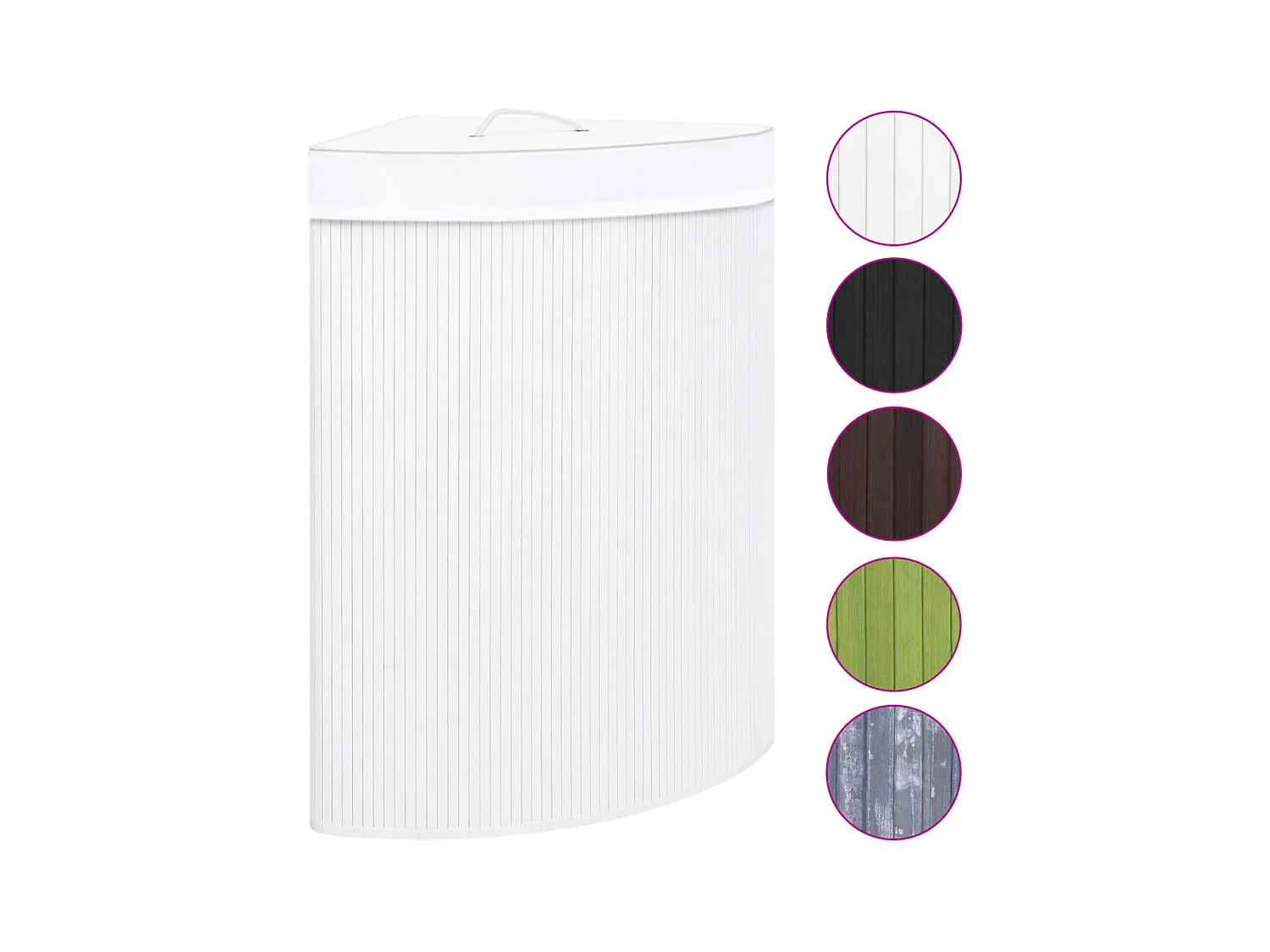 Panier à linge d'angle Bambou Blanc 60 L