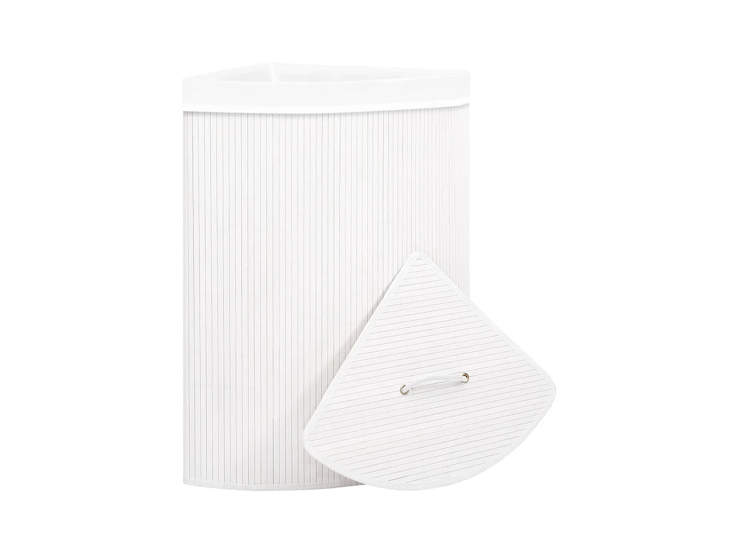 Panier à linge d'angle Bambou Blanc 60 L