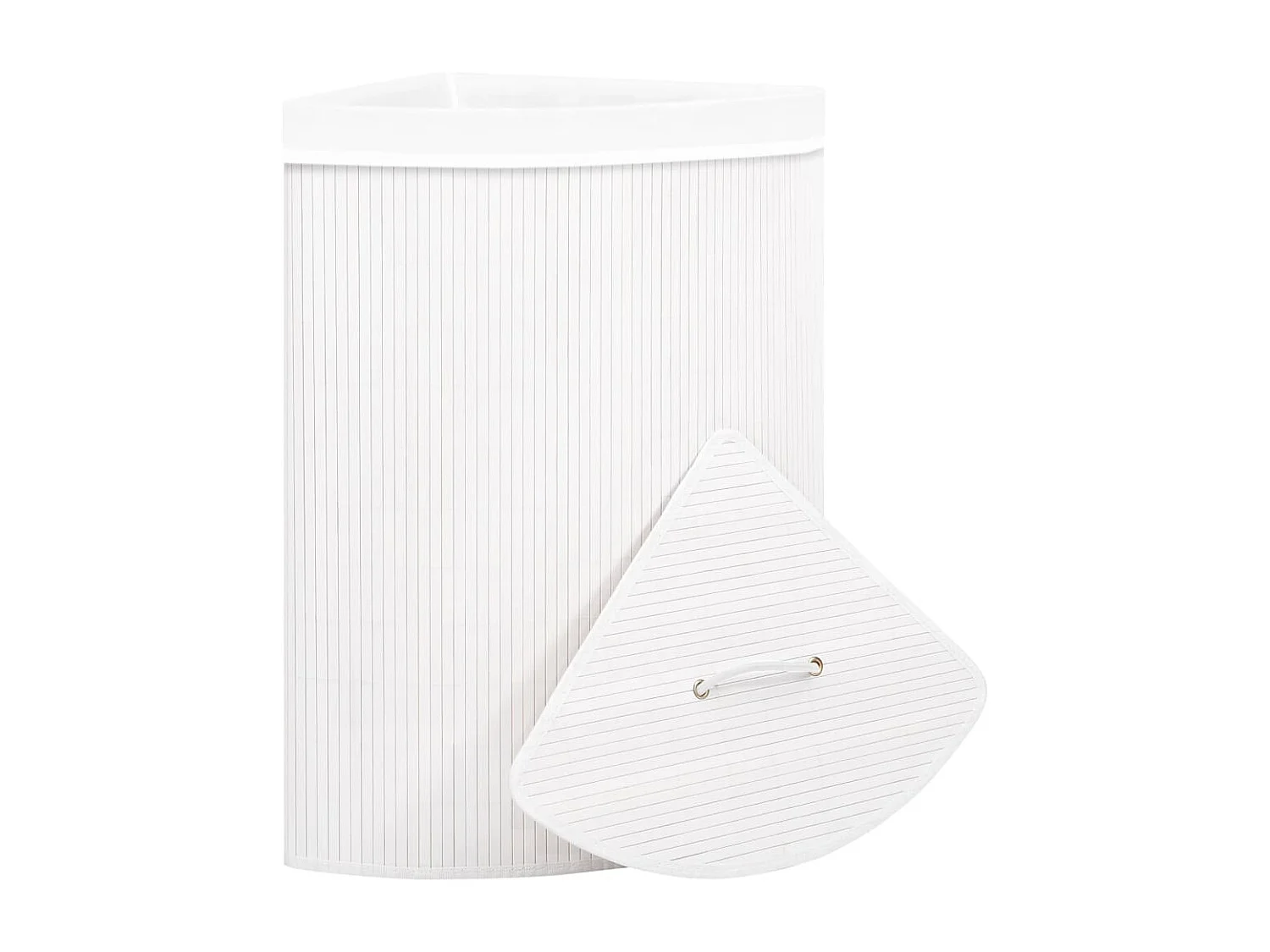 Panier à linge d'angle Bambou Blanc 60 L