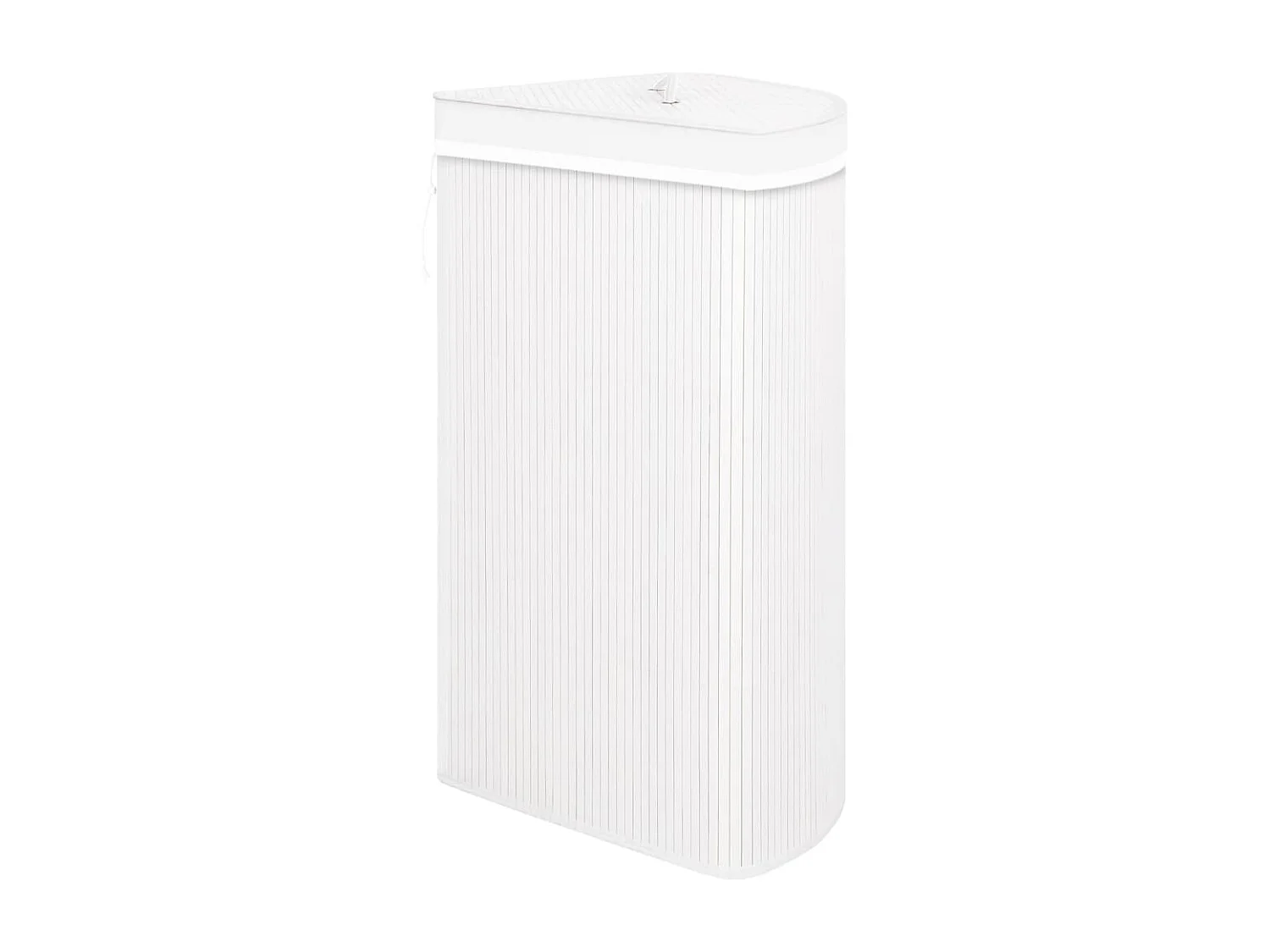 Panier à linge d'angle Bambou Blanc 60 L