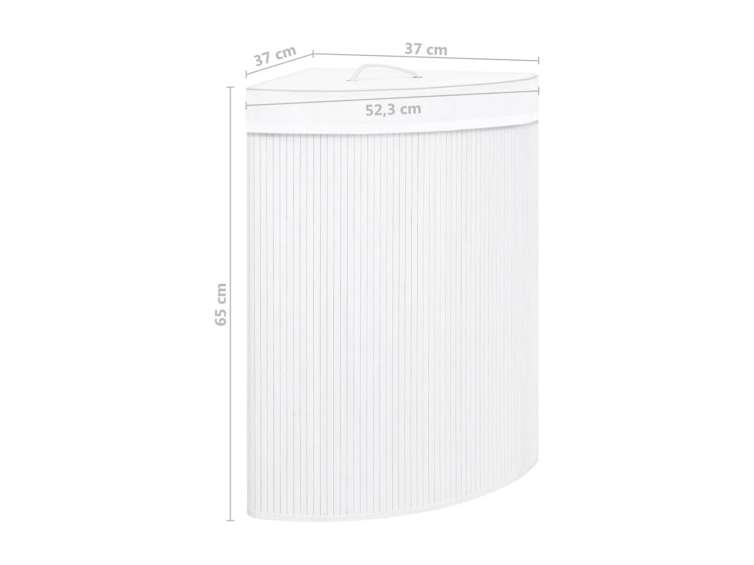 Panier à linge d'angle Bambou Blanc 60 L