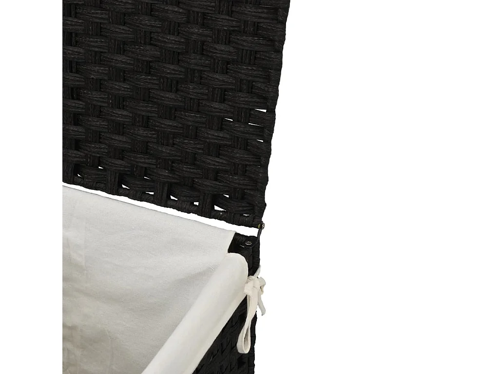 Cesto portabiancheria con coperchio nero 46x33x60 cm resina intrecciata