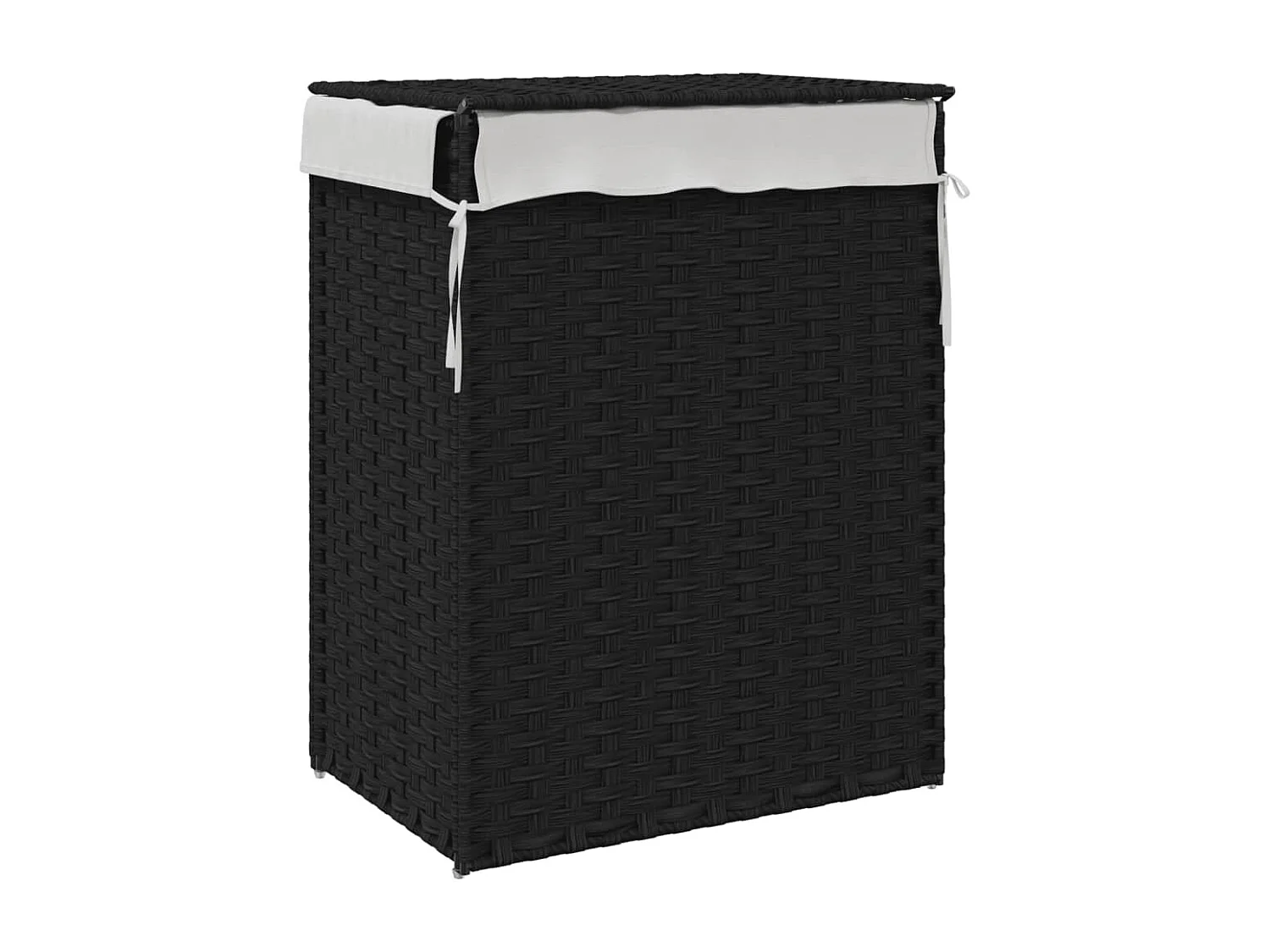Panier à linge avec couvercle noir 46x33x60 cm résine tressée