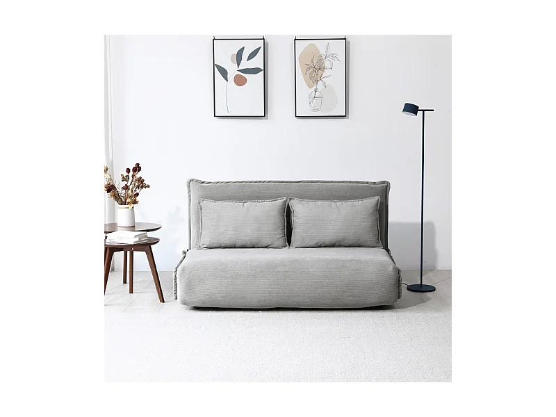 Chauffeuse 2 places 3-en-1 en velours côtelé gris – GRACIE