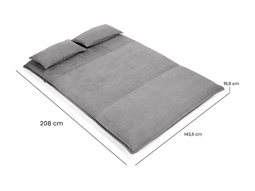 Chauffeuse convertible 2 places 3-en-1 en velours côtelé gris – GRACIE