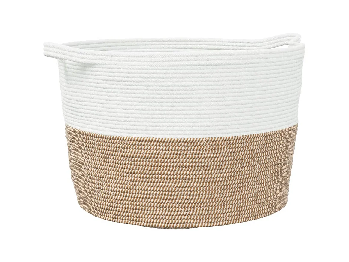 Panier à linge marron et blanc Ø60x36 cm coton