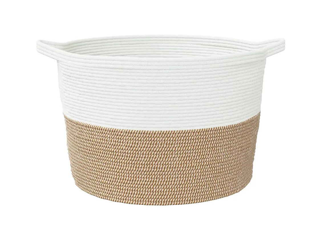 Panier à linge marron et blanc Ø60x36 cm coton