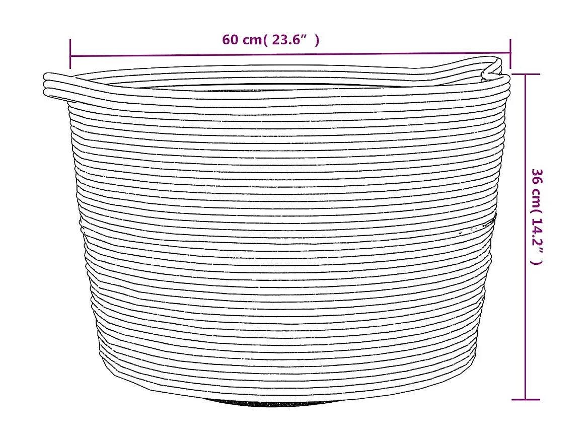 Panier à linge marron et blanc Ø60x36 cm coton