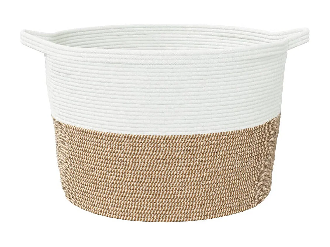 Cesto portabiancheria marrone e bianco Ø60x36 cm cotone
