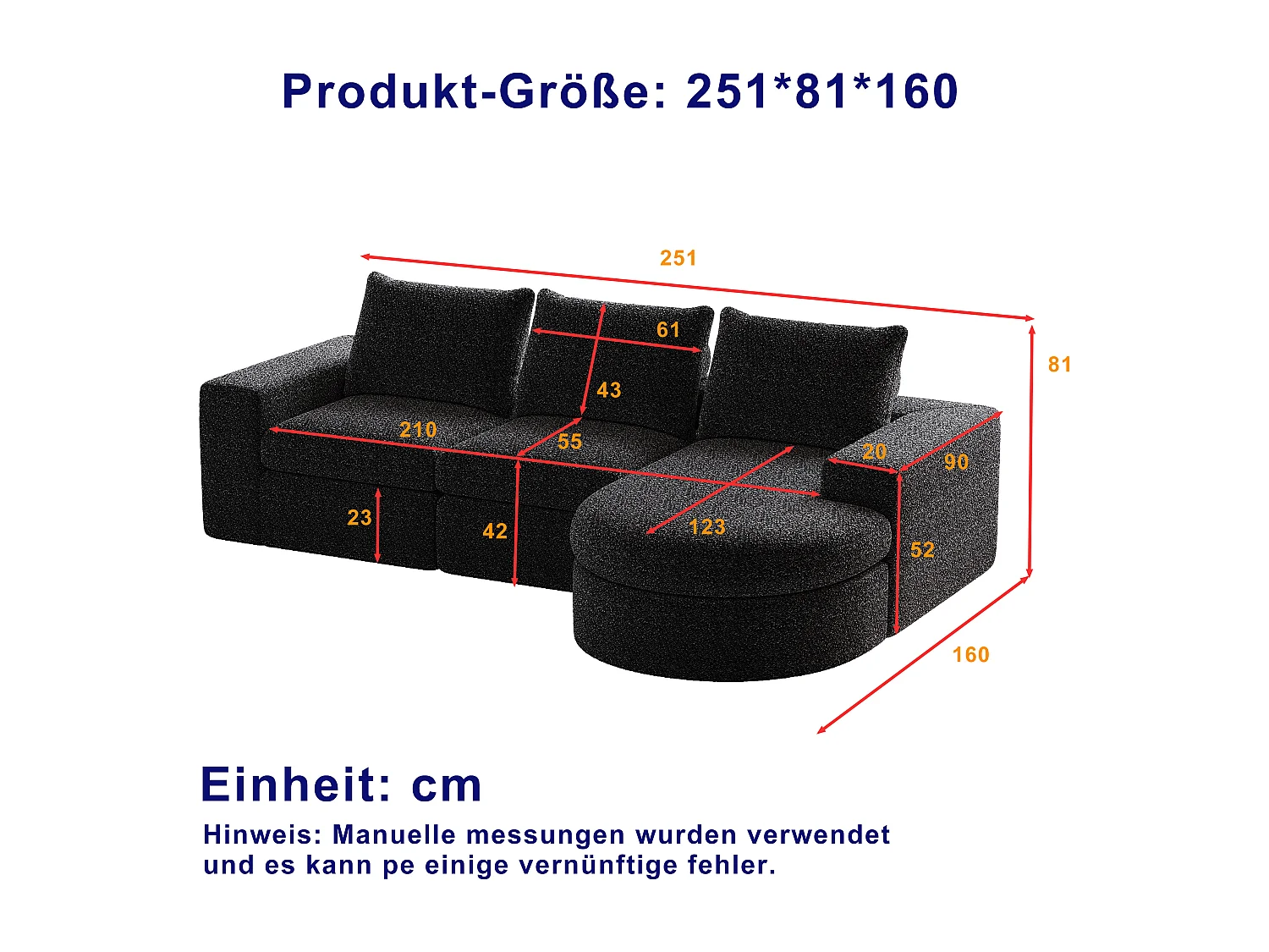 Modulaire chenillebank met gebogen elementen en voetenbank, gecomprimeerd ontwerp, schuim met hoge dichtheid, zwart (114x43x43 cm)